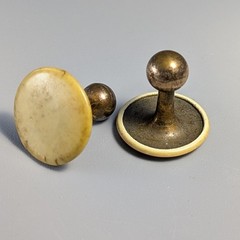 2 Antique Collar Stud Buttons Celluloid Front Cover