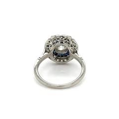 Art Deco 3.5Ct Lab Created Diamond Blue Sapphire Anniversary White Gold FN Ring
