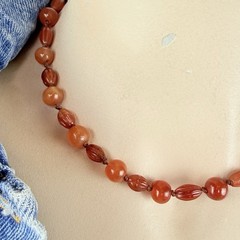 Vintage Possibly Antique Hand Knotted Carnelian Beaded Necklace Needs a Clasp