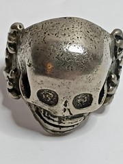 Vintage Skull Bones Ring Size 11.75 Biker Goth 70 80s Costume Bold Big Statement