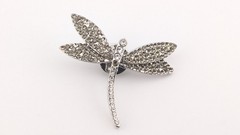 Vintage Silver Tone Rhinestone Dragonfly Brooch Pin Costume Missing Stones