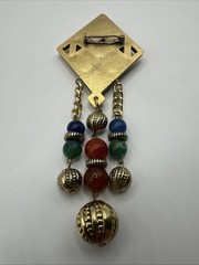 ‘80 Vintage Rhombus Shape Faux Stones Dangling Brooch. See pics.