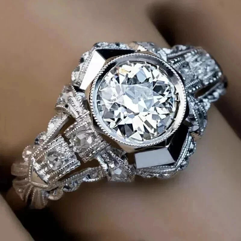 2.25Ct Art Deco Style Lab Created Diamond Anniversary 14K White Gold Finish Ring