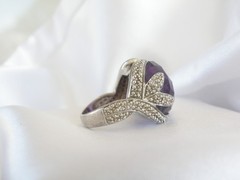 Vintage Sterling Silver 925 Natural Amethyst Claw Unique Ring Size 7.5