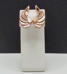 Modernist Copper Wings Climber Style Clip On Earrings Artisan Style Unsigned