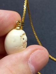 Hatching Egg Chick Charm Hand Carved 1/2″ realy cool detailed carving