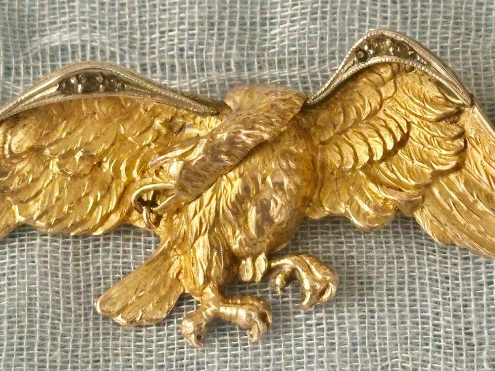 ART NOUVEAU GOLD FIX,STERLING SILVER and MARCASITES DRAGON BROOCH.c1920
