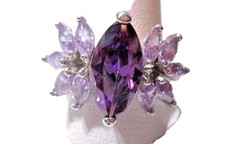 FANCY RING CRYSTAL PURPLE AND LAVENDER MARQUISE SHAPE LARGE SIZE 10.25 FANCY