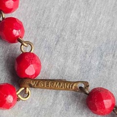 Vintage W. Germany Red Faceted Bead Necklace