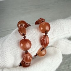 Vintage Possibly Antique Hand Knotted Carnelian Beaded Necklace Needs a Clasp