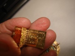 Vintage 14K Gold 8 Pc Charms Ruby Enamel Jewish Judaica Moses Hanukah Bracelet