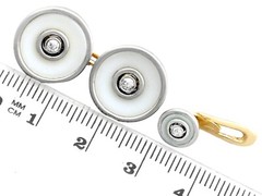 1920’s 0.24 Ct Diamond 18k Yellow Gold and Hardstone Cufflink and Stud Set