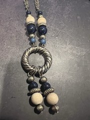 Vintage Boho Beaded Pendant Necklace – Mixed Metal & Wood Beads, 16” Long