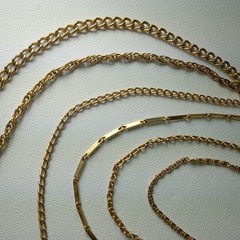 VTG multi-6 chain gold-tone waterfall necklace open work slide clasp 10″-18″drop