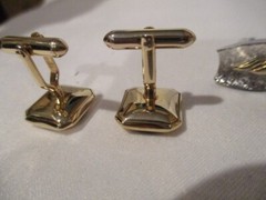 SWANK Set of 2 Cufflinks a Silvertone w/Goldtone design & Goldtone w/Faux Stone