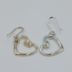 VTG 925 Heart Knot Earrings 1.5in Drop Sterling Silver 2g Lightweight Openwork