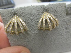 Beautiful Estate Diamond Fan Earrings .68 ctw 14k Gold SI1-2 G/H MAKE OFFER