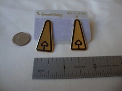 VINTAGE 1970s SAMUEL HUANG DESIGNER CLOISONNE RETRO ABSTRACT BLACK STUD EARRINGS