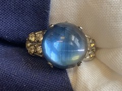 Vtg Sterling Silver Ring 3.5g Fine Jewelry Size 4.5 Band Blue Stone *READ*