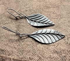 Vintage earrings “Leaf” Made in the USSR 875 silver