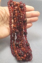 Vintage Multi-strand Glass, Plastic And Stone Beads Necklace 19in +.