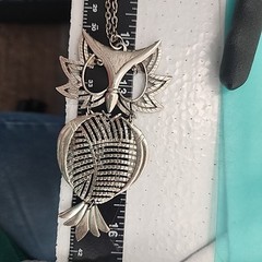 Vintage Necklace Large Articulated Owl Silver Tone Boho Statement Witchy Goth