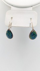 Enamel on Copper Dangle / Drop Earrings W/ 14kt Gold French Wire Clasp