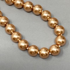 Champagne Necklace Simulated Pearl Beads Hand Knotted Cord Lobster Holiday 17″