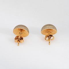 Vintage Portuguese 19k Yellow Gold Stud Earrings Buttons Satin Finish