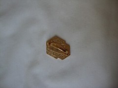 Vintage Retro Hexagrams Cloisonne White & Black Enamel Gold Tone Scarf Clip