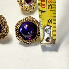 Purple Gold Tone Silver Tone Metal Necklace Chain Earrings Set Y2K Renaissance