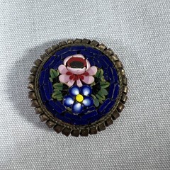 1 7/8” Micromosaic On Brass Marked Italy – Piece Of An Earring