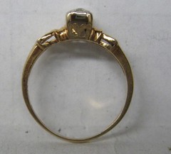 ANTIQUE VINTAGE 14K GOLD .06ct. DIAMOND SOLITAIRE BAND RING SIZE 6