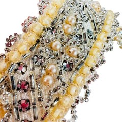 vtg beaded pieces from dresses w rhinestones pearls for crafts etc