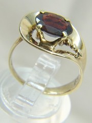 Vintage Unique MCM Tasco 14 K Gold 2 ct Oval Garnet Sz 6.5 Modernist Ring