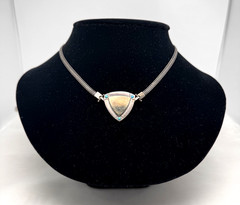 Vintage 925 Silver And Gold Necklace With Turquoise Delicate And Special.
