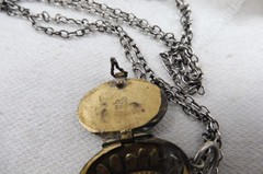 Deco Silver Gilt 800 Egyptian Revival Enamel Moses Basket Locket Pendant 1920s