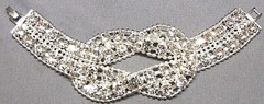 VINTAGE SILVER TONE CLEAR CRYSTAL ART DECO BOW BRACELET