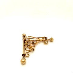 Vintage 12K Gold Filled JMS Rare Scrolled Flourish Ornate Brooch Pin