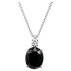 Peter Suchy 3.51 Carat Oval Sapphire Diamond White Gold Pendant Necklace