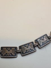 Vintage COPPER Thunderbird BRACELET 7 Links and Claw Clasp Native American