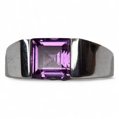 Vintage Sterling Silver 925 Purple Topaz Faceted Gemstone Ring Size 11.25