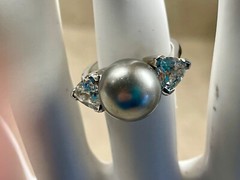 Vintage signed trillion cut crystal 925 Sterling Silver Ring 8 Suzanne Somers