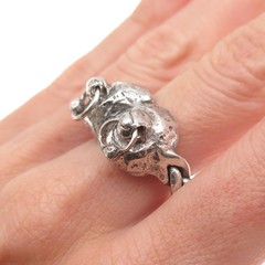 925 Sterling Silver Antique Art Deco Woven Oxidized Ring Size 11.25