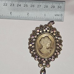 Beautiful Vintage Style Cameo Fashion Pendant Brooch Combo Huge 3.5 In Rhineston