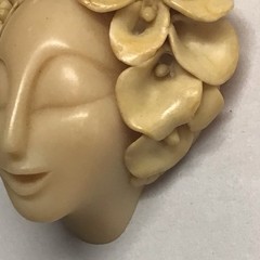 June Metaxides Art Nouveau Necklace Resin Figural Beauty Female Pendant Signed