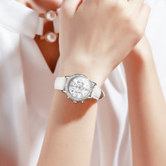 Diamond Ladies Quartz Wristwatch OLEVS Waterproof Leather Multifunction Watch