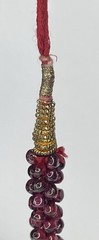 Vintage Indian Hand Woven Garnet Bead Rope Necklace Adjustable Length Knot 38gr