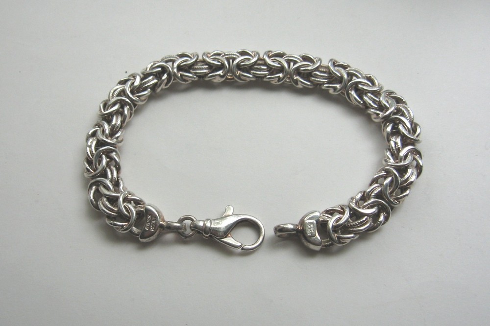 Vintage 925 Sterling Silver Milor Italy 10mm Byzantine 8″ Bracelet 22.1 Grams