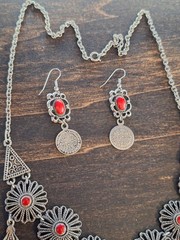 Vintage Moroccan SOUVENIR DU MARCO Jewelry Set Necklace Link Bracelet Hamsa Hand